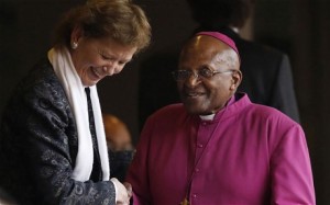mandela's memorial Former Bishop Desmond Tutu (right) and former Irish President Mary Robinson