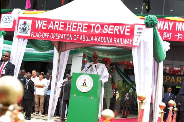President Buhari At The Commissioning of the Rail line
