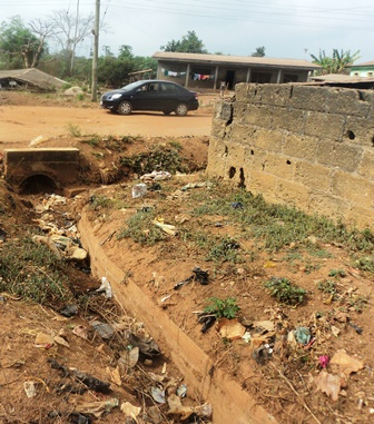 Narrow and blocked drainage at Igbara Odo