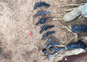 Locally made pistols recovered by the Military