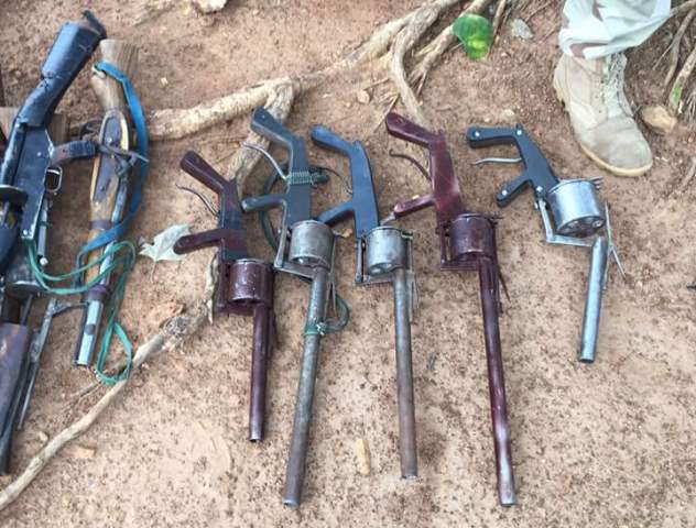 Locally made AK47 guns recovered from the bandits