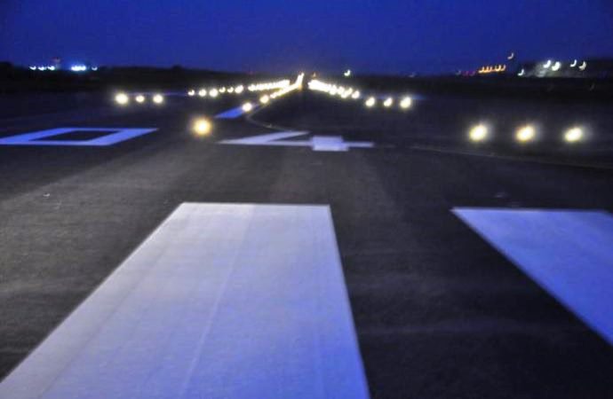 Night view of the newly reconstructed Abuja airport runway 