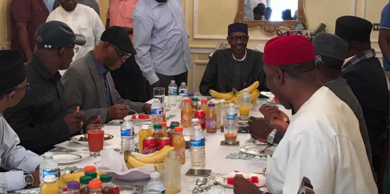 Oyegun, Amaechi, APC governors dine with Buhari in London