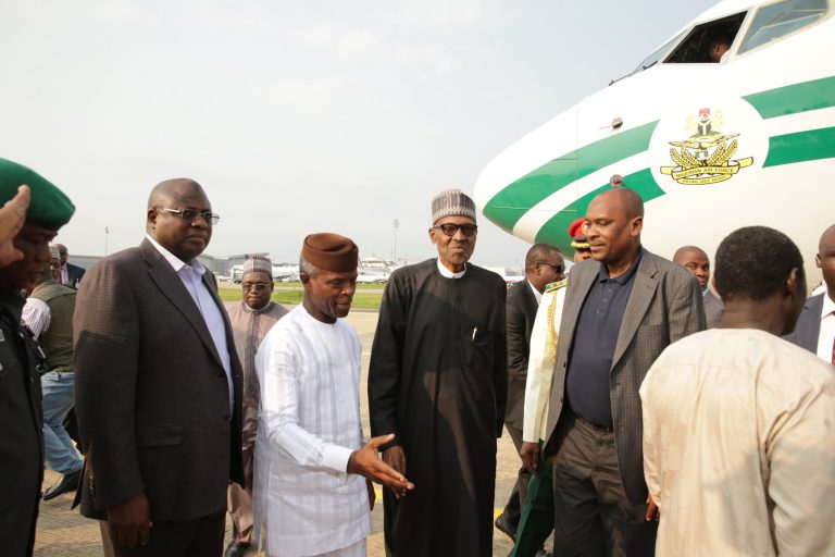 VIDEO: Buhari back in Aso Rock after returning from London