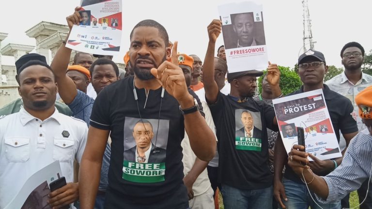 #RevolutionNow: Nigerians protest arrest of Sowore, others in Abuja amid heavy security presence