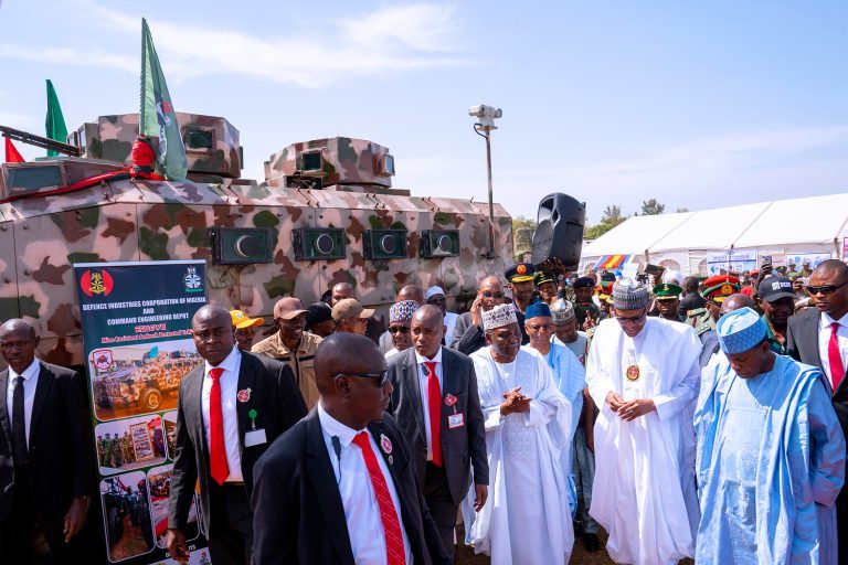Buhari inaugurates made-in-Nigeria military vehicle, hospital in Kaduna