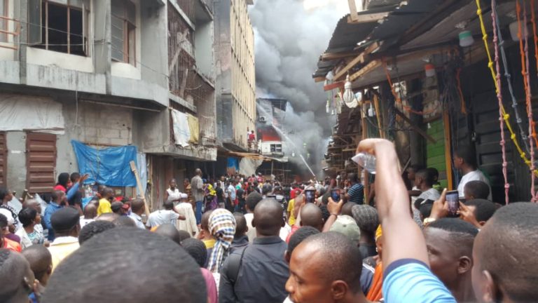 Fire guts shops in Lagos market