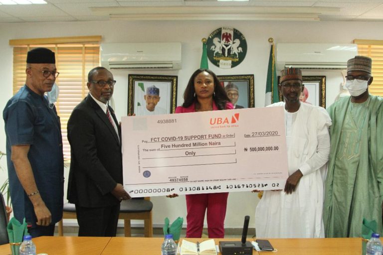 COVID-19: FCT gets N500m UBA donation to fight scourge