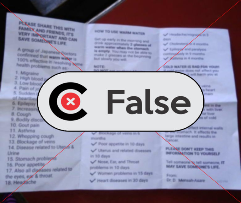 FACT-CHECK: Claim that warm water is effective in curing epilepsy, others is FALSE
