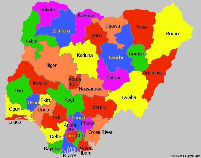 A file photo of the map of Nigeria
