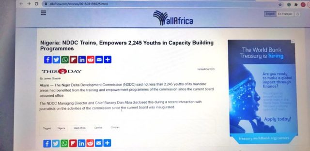 NDDC training of youths on capacity building