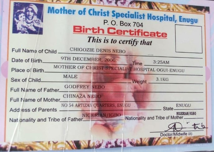 Chigozie Nebo's birth certificate (2)