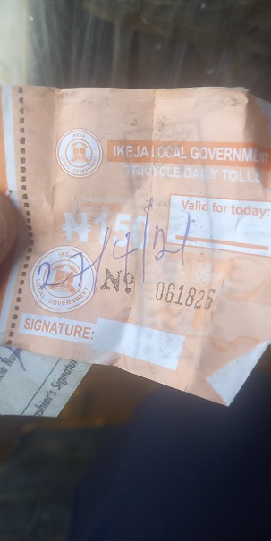 Ikeja Local Government ticket for tricycles