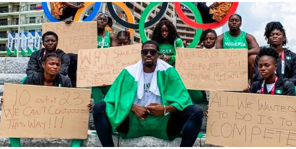 Sports minister deploys damage control tactics after disqualified Nigerian athletes protest in Tokyo