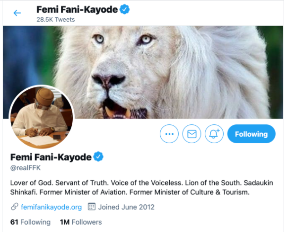 Fani-Kayode’s Twitter profile