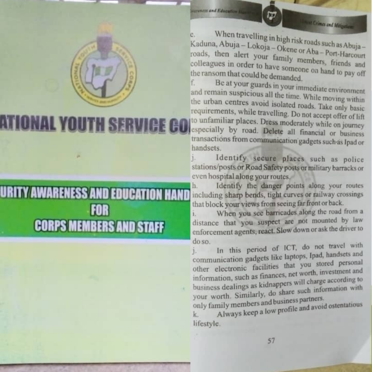 NYSC spreads falsehood on security advice to corps members