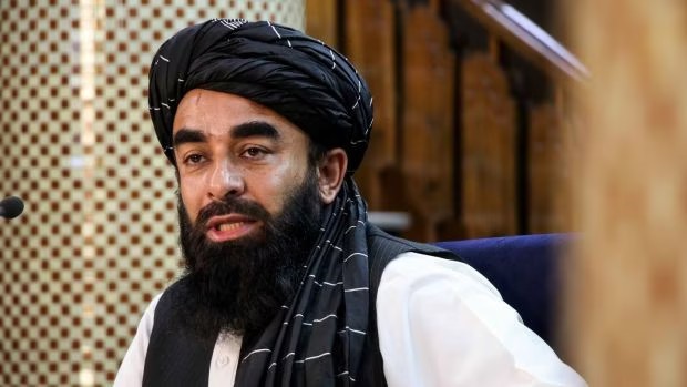 Taliban spokesman Zabihullah Mujahid announced the new caretaker cabinet. Photograph: EPA