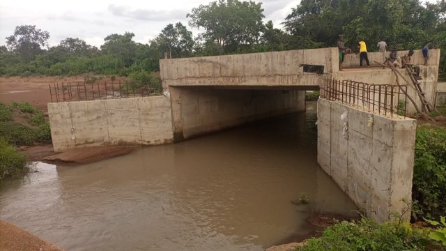 One of the box culverts under construction