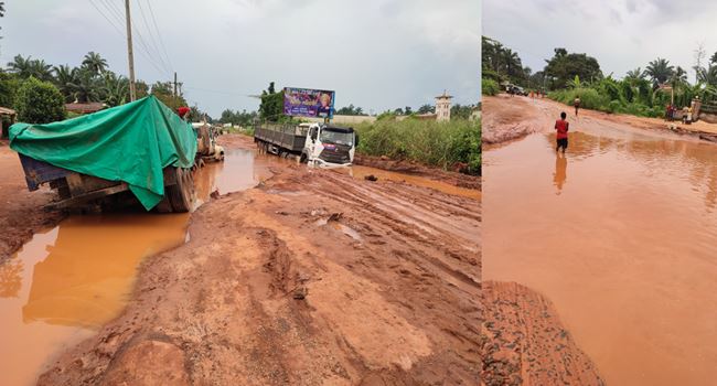 Failed sections of the Ihiala-Orlu road