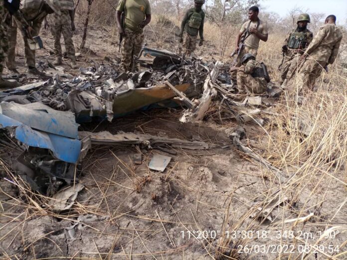 Scene of the Alpha Jet wreckages. PHOTO CREDITS: Nigerian Army.