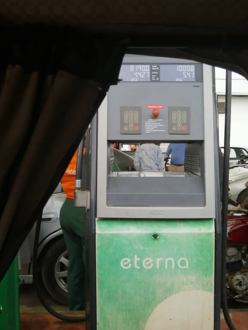 Eterna filling station in Kubwa-Abuja sells at N185 per litre