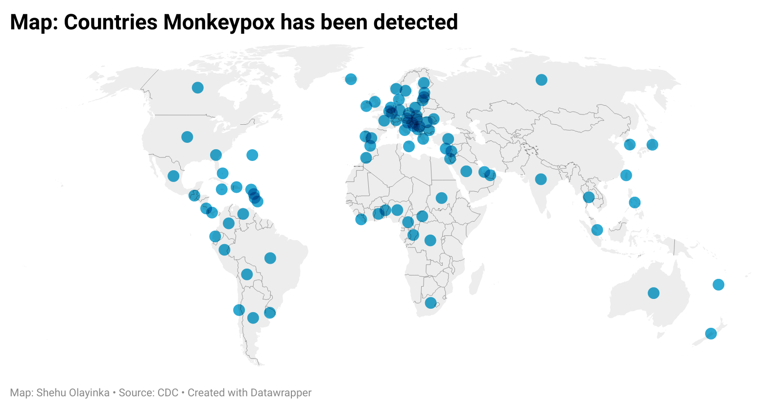 Map: Countries Monkeypox has been detected