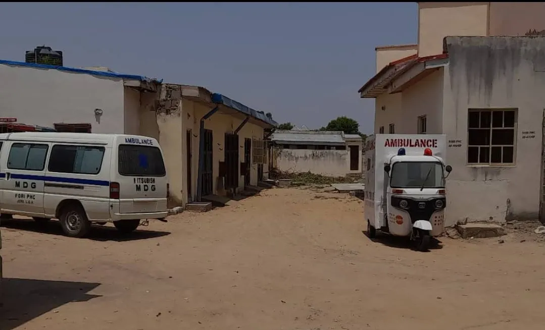 Moribund ambulances parked at Fori Primary Health Care Centre.
