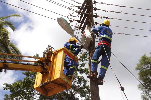 Electricity workers on duty.