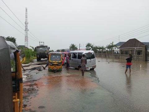 Onitsha-Atani road almost cutting into two around the Naval Post