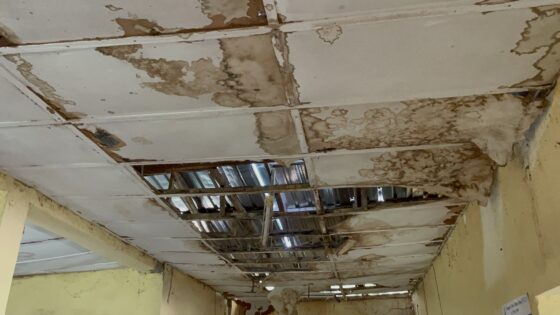 Broken ceiling inside the Bardo PHC.