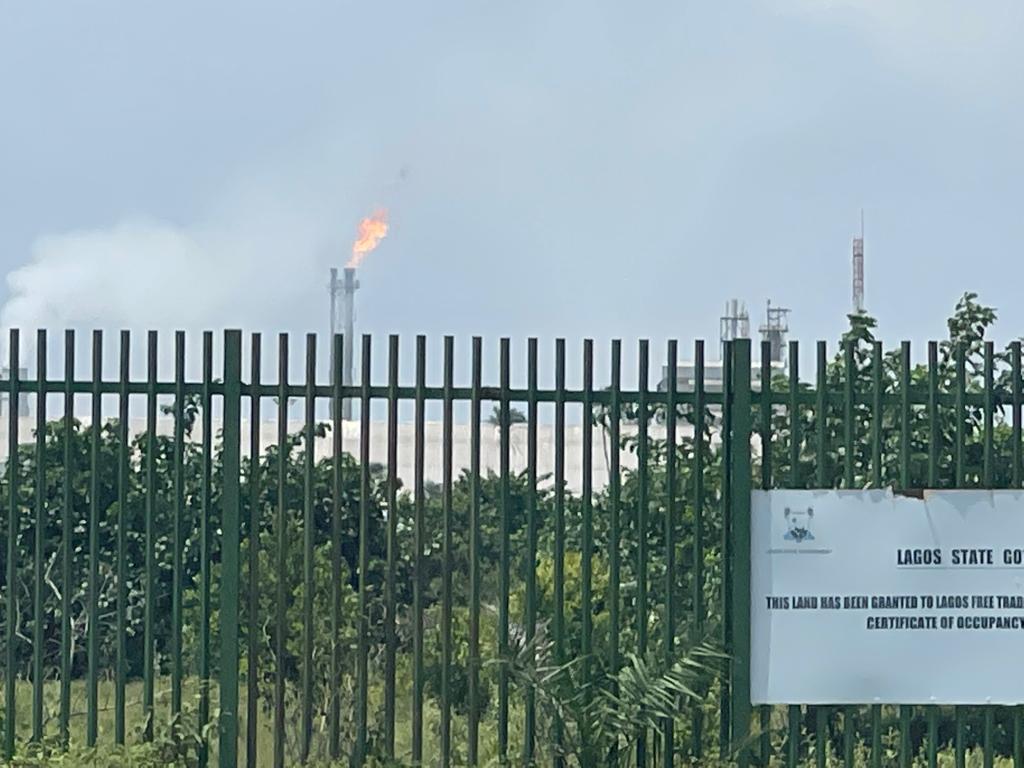 Evidence of Gas flaring at the refinery