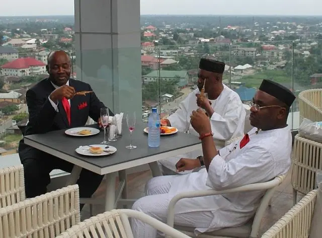 Governor Emmanuel (Right) at the inauguration of the hotel.