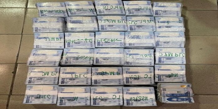 The intercepted money displayed by EFCC.