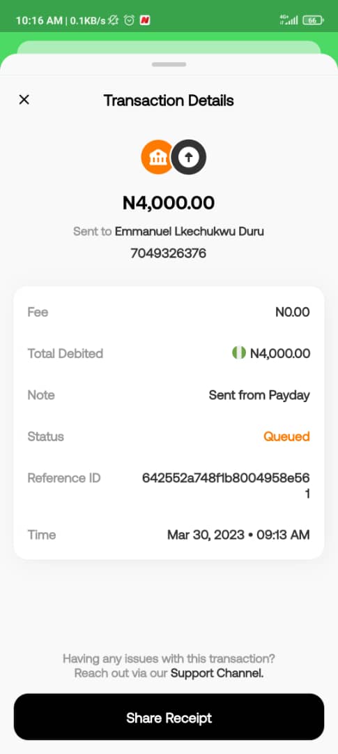 The receipt from the transaction.