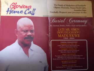 Invitation card for Maduekwe's burial