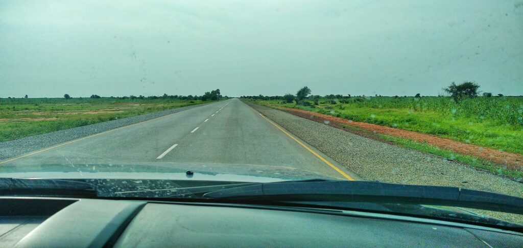 Dashboard view of the Bama-Pulka road, Borno state. Photo: HumAngle.
