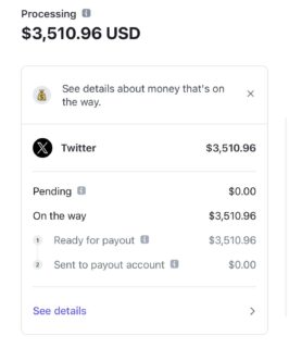 Payment proof from Twitter user. Credit: Twitter 