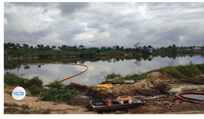 The Okulu River-deserted- is still covered by oil Sheens