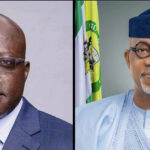 R-L: Ogun state governor Dapo Abiodun and the impeached council chairman, Adewale Adebayo