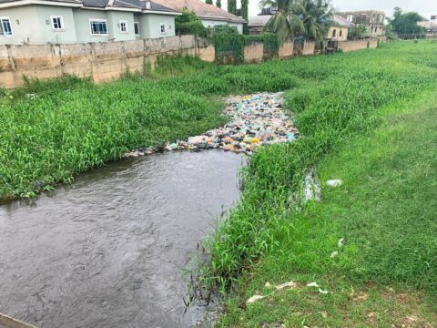The clogged waterway in Azikoro