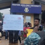 OAU students protesting against the tuition fee hike. Photo: Great Ife Students Union/ X