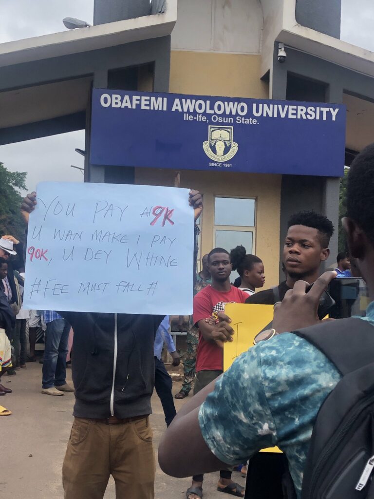 OAU students protest tuition hike, block access to campus