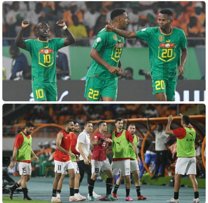 AFCON 2023: A collage of the 2021 AFCON finalists; Senegal and Egypt. Credit: CAF's 'X' handle.