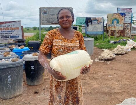 Grace Enoh with process cassava. Photo: The ICIR