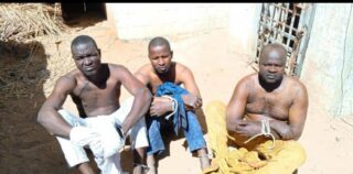 The three suspects allegedly arrested for gunrunning in Zamfara State by the Nigerian military