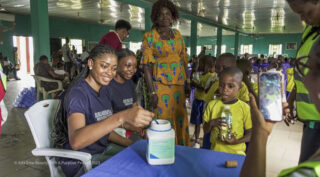 Ada Eme during her pet project on the treatment of Schistosomiasis in Abia state. Credit: Instagram/@adaeme