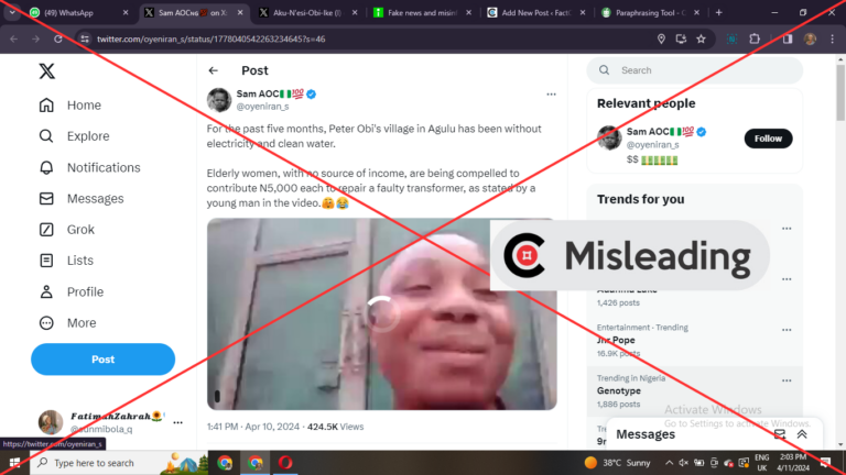 Video of man criticising Peter Obi over Agulu’s infrastructure is from 2022