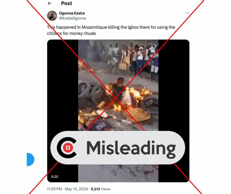 Video does not show Igbos in Mozambique killed over money rituals