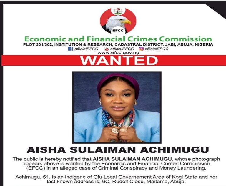 EFCC declares socialite Aisha Achimugu wanted