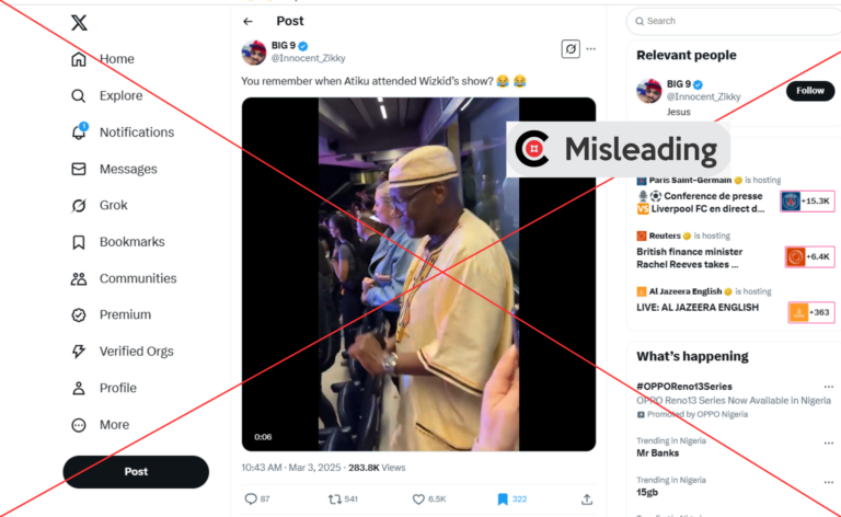 Video does not show Atiku dancing at Wizkid’s concert